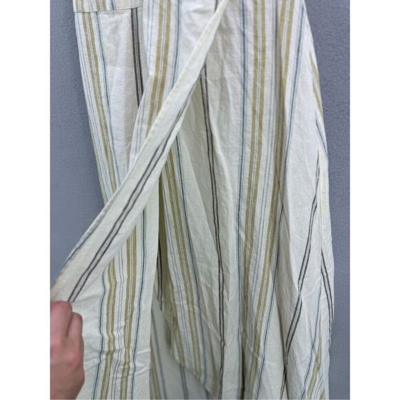 Happy X Nature Womens Cream Striped Linen Cutout Tide Halter Maxi Dress Size 4 - Picture 5 of 12